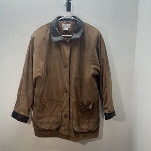 VTG Suede Leather Womens L Barn Coat Field Chore Jacket Lined Maggie Lawrence